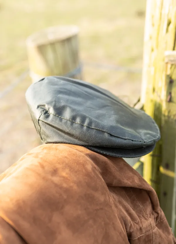 Waxed Cotton Flat Cap