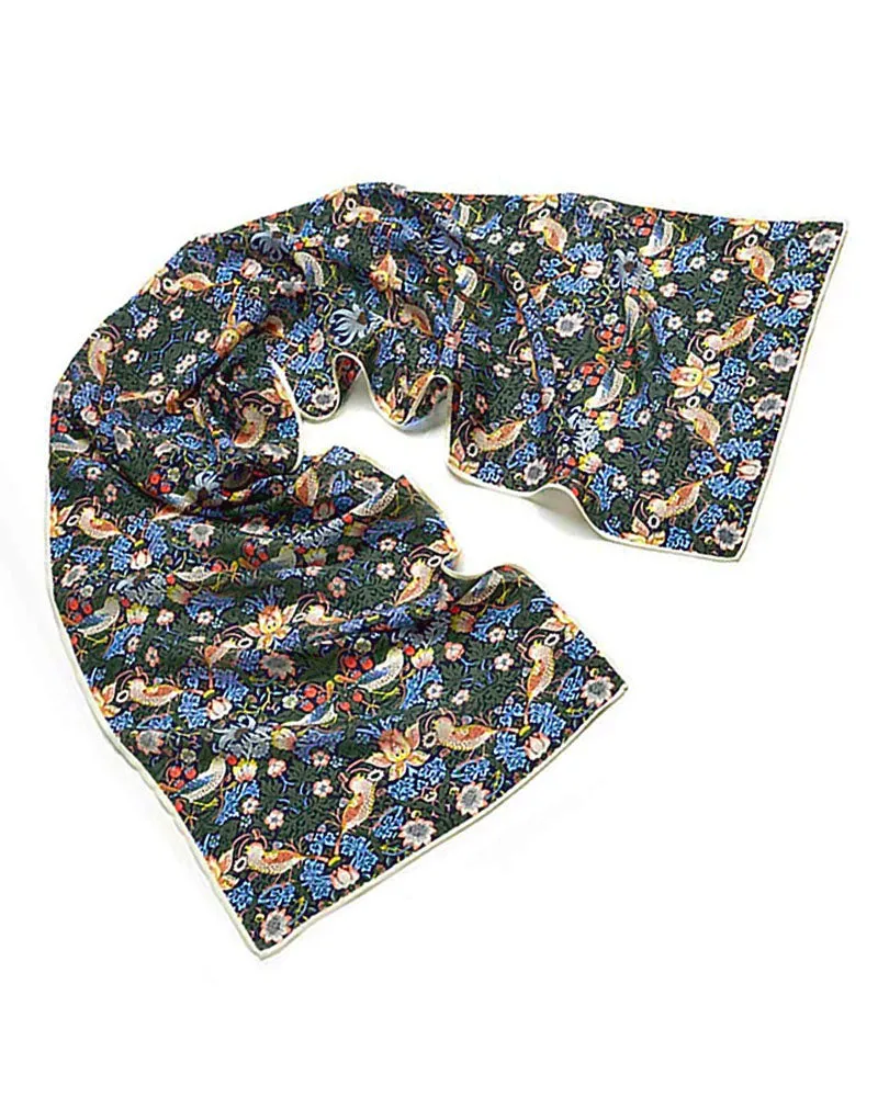 William Morris Strawberry Thief Crepe de Chine Silk Scarf