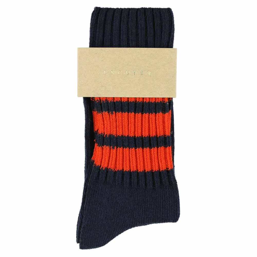 Women Stripes Crew Socks - Blue / Orange