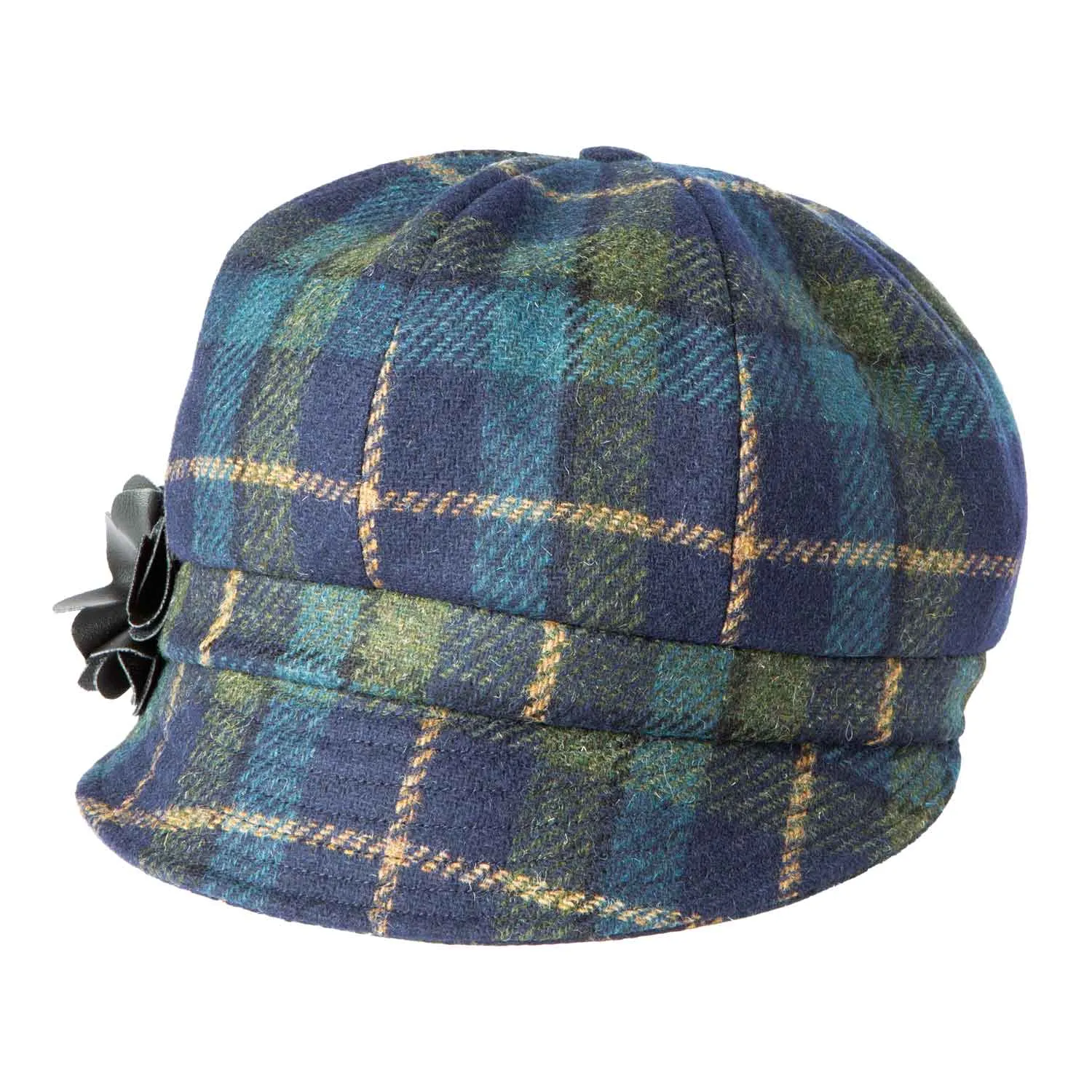 Women's Blue Plaid Newsboy Hat