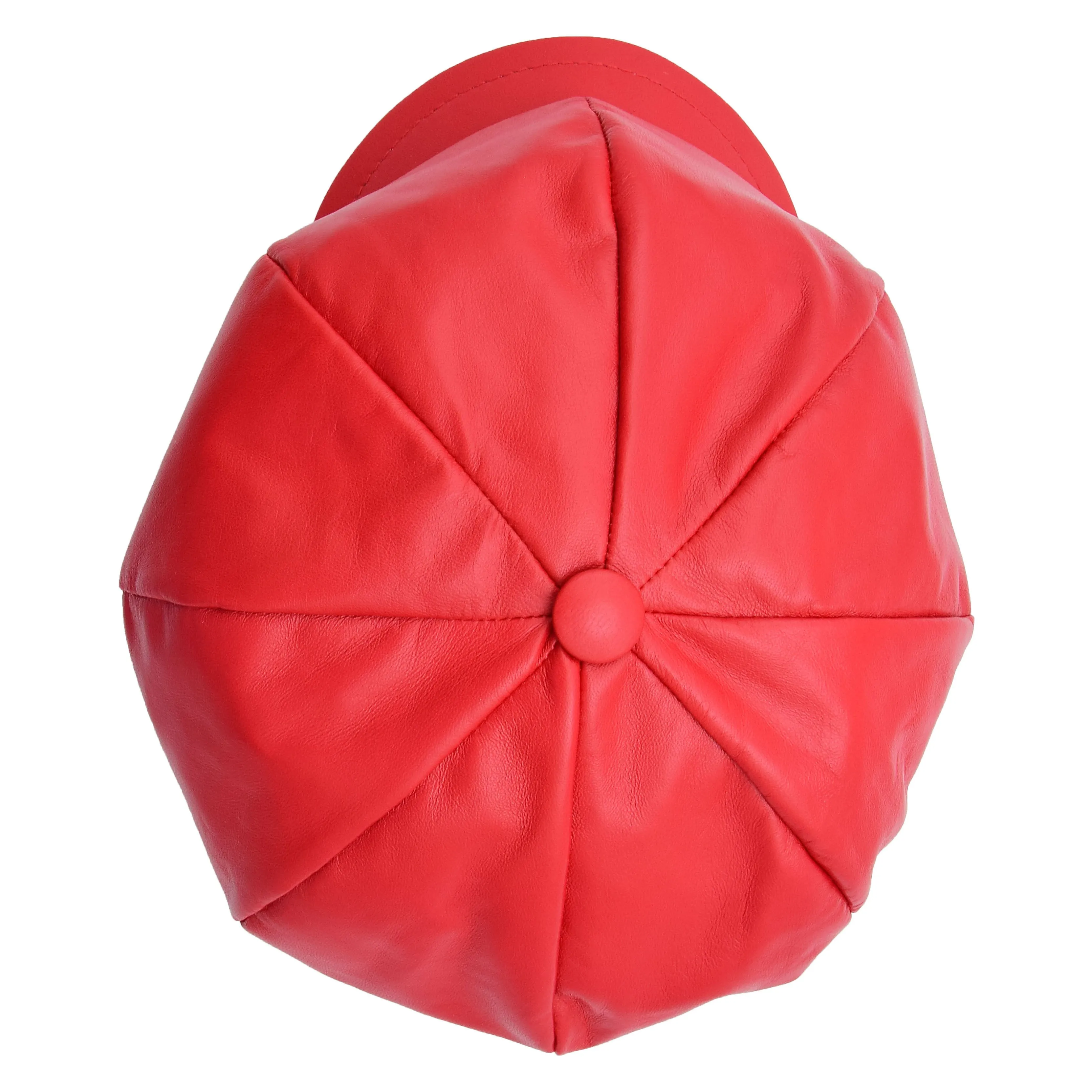 Womens Real Leather Peaked Beret Cap Ballon Red