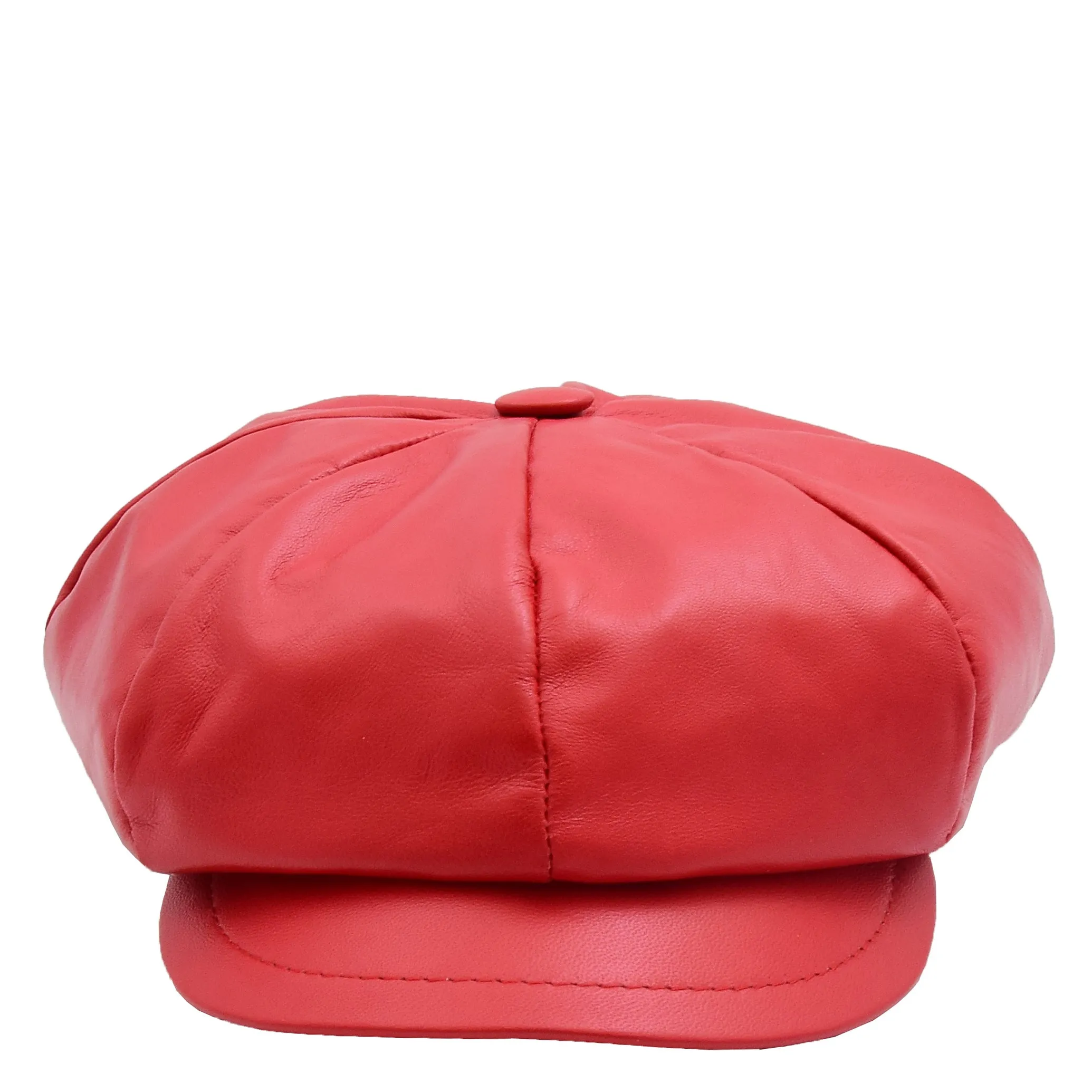 Womens Real Leather Peaked Beret Cap Ballon Red